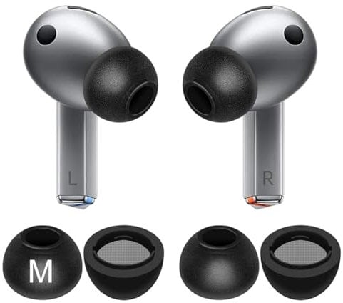 IiEXCEL Galaxy Buds 3 Pro Memory Foam Tips Earbud, 2 Pairs Replacement Comfortable No Silicone Pain Noise Isolation Earbuds Accessories Compatible with Samsung Galaxy Buds 3 Pro - Black M