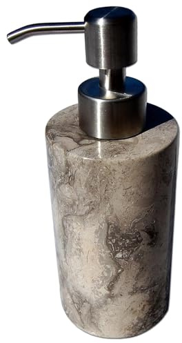 SEESTERN massiver Marmor Seifenspender incl.Edelstahl Pumpe Naturstein poliert M /FBA_2473 Grau