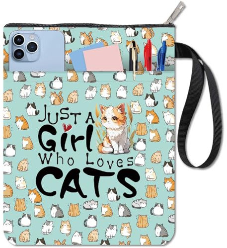 craspire Buchumschlag Mit Katzenmotiv Tier Buchhülle Stoff Waschbar Haustiere Katzen Bedruckte Bücher Notizbuch Taschenbuchtasche Mit Reißverschluss Und Zusätzlicher Ärmeltasche Für Weihnachten