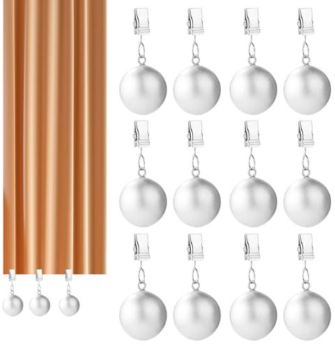 lasuroa 12uds Pesos Manteles de Mesa Exterior, Pesas para Cortinas de Exterior de Resina con Clips de Acero Inoxidable Pinzas Peso Mantel para Patio Pérgola Cabaña Cenador(Plata)