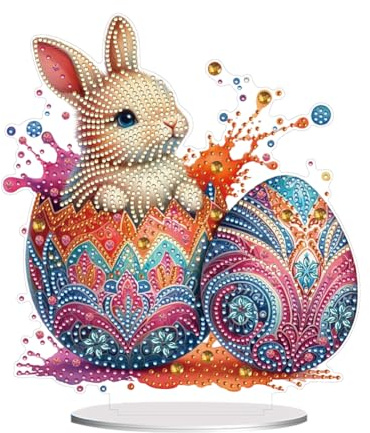 Generisch Diamond Painting Tischdeko Osterdekoration,5D Osterei Hase Diamant Painting Ostern Tischdeko,Ostern Tisch Deko,Easter Decorations,Frühling Osterfeier-Ostereier-1