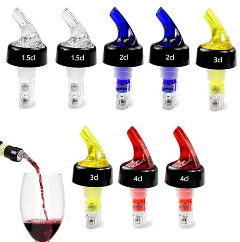 CLKE 8 Stück Schnapsspender, Flaschenausgießer, 2cl, 1.5cl, 3cl, 4cl Cldosierer für Flaschen, Schnapsausgießer, Ausgießer Spirituosen für Wine Cocktail Home Bar Getränke Wein