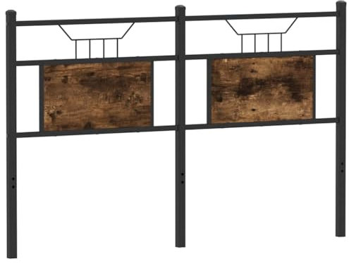 vidaXL Tête de lit chêne fumé 137 cm Bois d'ingénierie et Acier, Panneau de tête, tête de lit pour lit Double, tête de lit Double