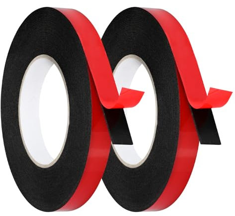 Ouxayapl Doppelseitiges Klebeband Extra Stark 2pks (10m x 10mm, 10m x 15mm) Wasserdicht, Hochtemperaturbeständig Klebeband Doppelseitig für Wand und LED Streifen, Auto, Wohn und Außende