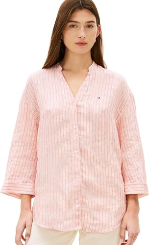 Tommy Hilfiger Damen ESS Linen Collarless Shirt Ww0ww48926 L/S Shirt (1er Pack)