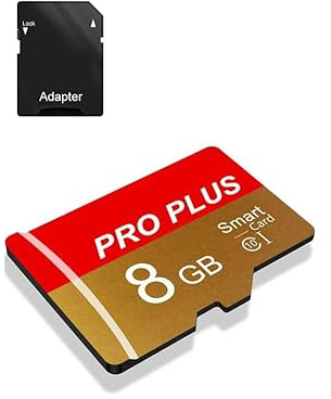 Carte TF 8 Go avec adaptateur, carte mémoire haute vitesse, UHS-I C10 A1, carte mémoire TF pour tablette/téléphone portable/appareil photo/voiture audio/console de jeu (8 Go)