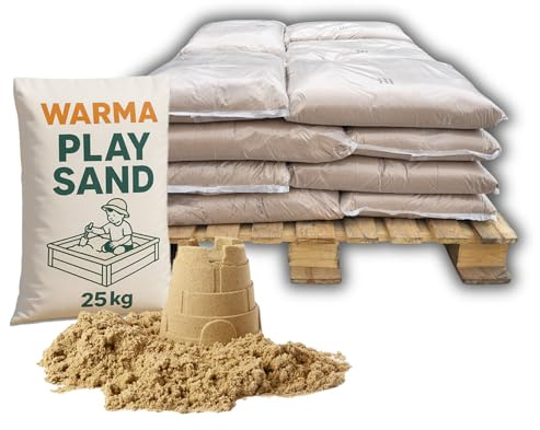 Warma 500kg Premium Grade Play Sand - Non Toxic - Natural & Triple Washed - Suitable for Childrens Kids Indoor & Outdoor Sensory Play Areas Sandpits - 20 x 25kg Bags