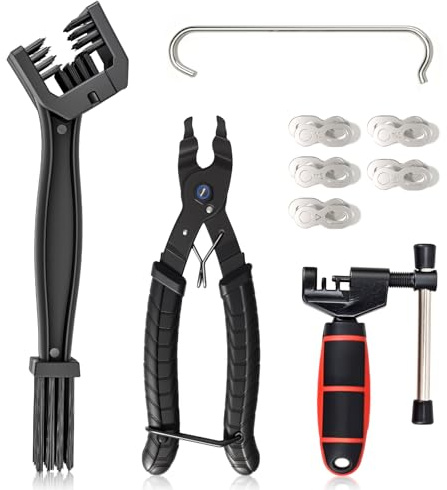 PCVANLEY Fahrrad-Ketten Reparatur Werkzeug-Set, Kettennieter, Kettenschloss-Zange, Bürste, Kettenhaken und Kettenschloss für 6-8/9/10/11/12-fach Ketten