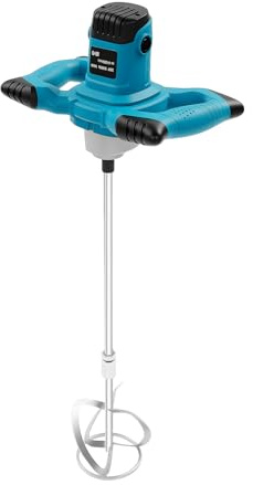 Mqwdxzfes 1400W Betonmischer 220V, 6-Gang Einstellbarer Mörtelmixer mit Spirale Doppelpaddel, Handheld Elektrischer Zement Farbe Putz Mixer, Handrührwerk Rührgerät, Profi Rührwerk, 1200r/min