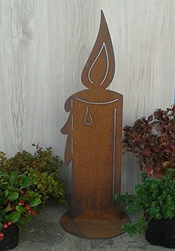 Sehr dekorative standfeste Kerze ca. 60 cm hoch aus Metall in Edelrost Rost Weihnachten Deko Advent