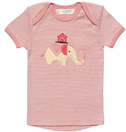 Sense Organics Baby-Mädchen Tilly Schlupfkragen GOTS T-Shirt, Mehrfarbig (Rose Stripes + Elephant 791004), 80 (Herstellergröße: 9M)