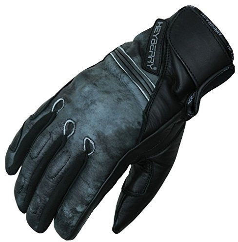 HEYBERRY Motorradhandschuhe Leder Retro Old School Cafe Racer Chopper Grau Gr. M
