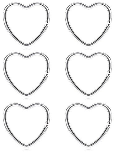 vcmart Daith Rook Tragus-Piercing-Ohrringe, Edelstahl, herzförmig, Körperschmuck, 10 mm, 10mm, Metall