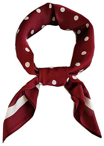 FONYVE Silk Feeling Schal Medium Quadratisch Satin Kopftuch Halstuch für Damen 27,5 × 69,8 cm, 10 Wave Point Rot, Medium