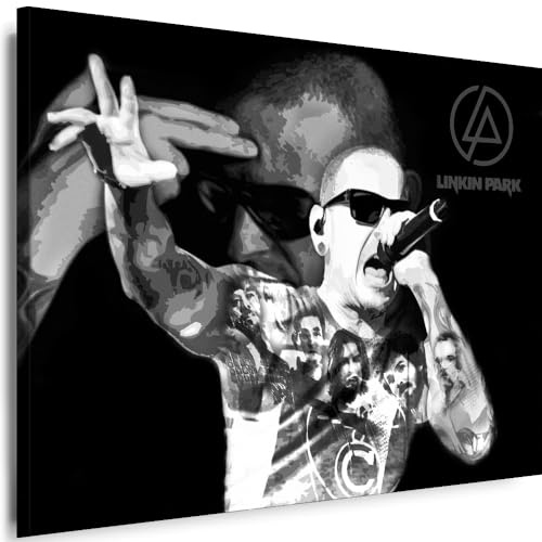 Myartstyle - Bilder Linkin Park Band 100 x 70 cm Leinwandbild Xxl - Wandbild 1 Teilig - Gerahmter Kunstdruck Musik w-s-2023-127