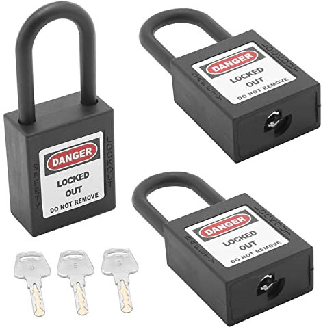 MroMax Lot de 3 cadenas de sécurité isolés en nylon avec clés identiques - Noir