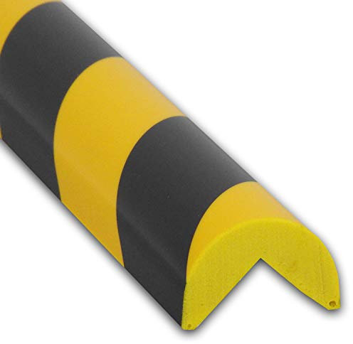 UvV Protect Schutzprofil in schwarz gelb 1 Meter aus PU Schaum mit permanentem Kleber für fast alle Oberflächen (Typ A) UvV Kantenschutz - Prallschutz