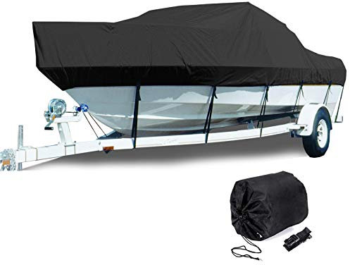 AMGJ Bootspersenning 420D Oxford Gewebe Persenning Bootsabdeckung 11-24ft Wasserdicht Bootsplane, Schwarz,20 to 22ft: 700x254cm