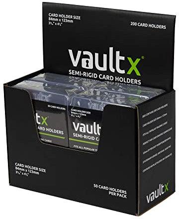 Vault X Semi-Rigid Trading Card Holders, Hard Sleeves for TCG and Sports Card Grading Submissions, Card Protectors (200 Pack)