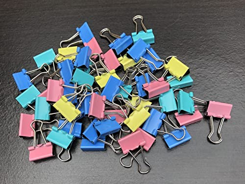 15mm Small Assorted Design Foldback Clips Paper Binder Clamps Clips Colour 60 Pcs
