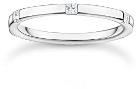THOMAS SABO Bague pour femme avec pierres blanches, 52, Argent sterling, Zircone cubique