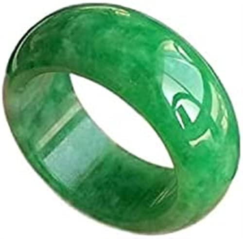 BXSMNH Natürlicher Smaragd-Jade-Ring Für Männer Und Frauen, Edler Schmuck, Echte Burma-Jadeit-Ringe, Myanmar-zertifizierter Jade-Stein-Ring, Männliche Geschenke (Color : Green, Size : 22mm)