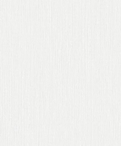 Grandeco A49104 Papier peint intissé uni à rayures Blanc/gris clair