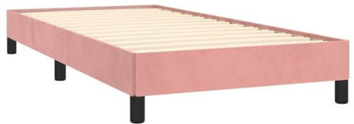 vidaXL Polsterbett, Bett Bettgestell mit Lattenrost, Schlafzimmerbett Einzelbett mit Stützbeinen, Bettrahmen Schlafzimmermöbel, Rosa 90x200cm Samt