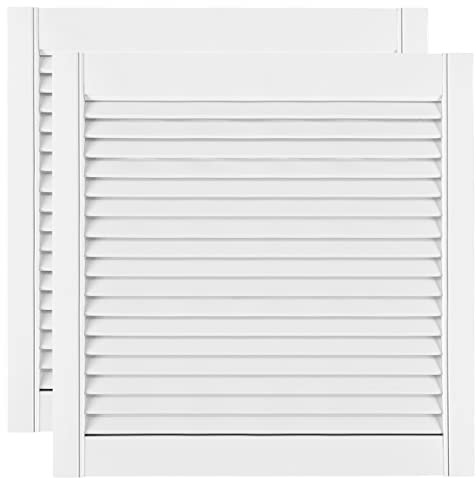 DecoMeister Lamellentüren weiß lackiert aus Holz Massivholz Holztür Schranktür mit offenen Lamellen für Kleiderschrank Möbelfronten 594x606 mm 2-er Pack