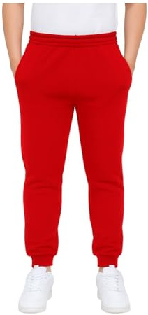KHIM Pantalon de jogging pour enfant Ensemble de survêtement Pantalon Enfants Unisexe Filles Garçons Vêtement de sport, Rouge, 13-14 ans