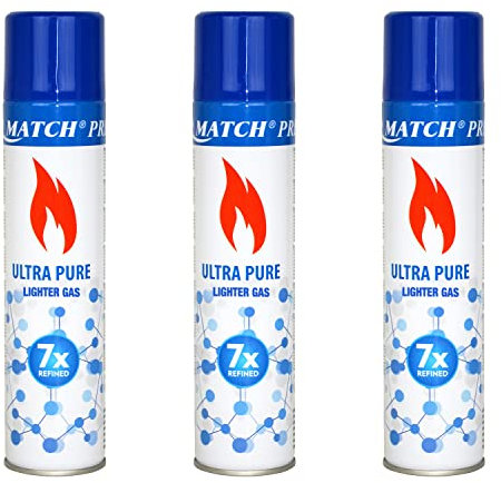 3X 300 ml Feuerzeuggas zum Nachfüllen mit Adaptern | Butangas für Flammbierbrenner | Sturmfeuerzeuge | Stabfeuerzeug | Feuerzeug Gas Nachfüller