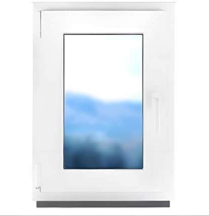 Fenster Badfenster Kunststofffenster Kunstoff weiß BxH 85 x 50 cm 850 x 500 mm DIN Links - ALLE GRÖßEN 2 fach Verglasung - Milchglas Satinato - Funktion Dreh-Kipp - BauPlaza