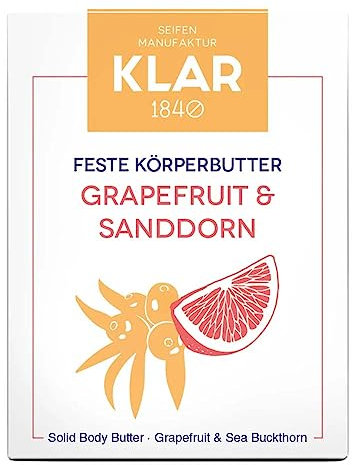 Klar Seifen feste Körperbutter, Grapefruit & Sanddorn, 60g (1)
