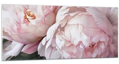 Wandbilder Dekoration Wohnzimmer Blumen Pfingstrosen Romantisch Panorama Bilder auf Glas 120x50cm Glasbild Schlafzimmer Küche Wand Kunstdruck Art Groß Wanddeko Bild im Glas Modern GAB120x50-5815