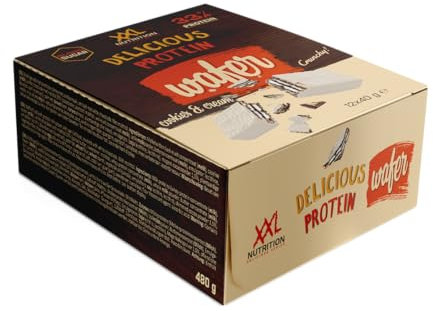 XXL Nutrition - Delicious Protein Wafer - Proteinriegel, gesunde Snacks, Protein Snack - Cookies & Cream - 12 pack