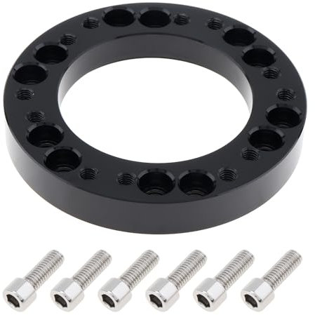 DriSentri 0.5 Steering Wheel Hub Adapter Conversion Spacer, Black Aluminium Alloy 12mm Steering Wheel Hub PCD Adapter Spacer for Momo for Nardi for OMP for Sparco