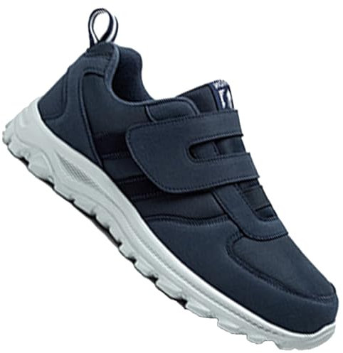 AZMAHT Chaussures pour œdèmes diabétiques Larges Chaussures pour Personnes âgées gonflées de Pied de Grande Taille, Chaussures de Sport réglables,Men Blue,43/265mm