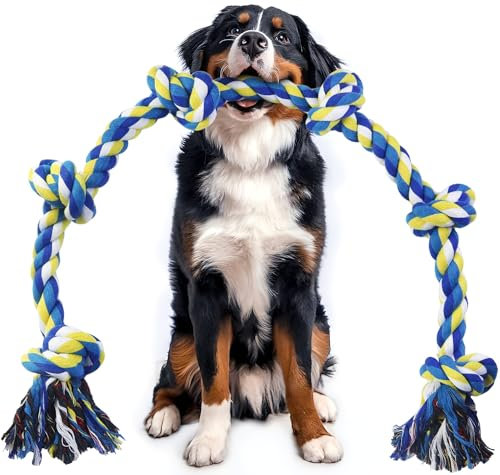 GASAPET Jouet géant en corde pour chiens de grande taille – Jouet indestructible à 6 nœuds de 106,7 cm pour chiens agressifs, jouets à mâcher robustes pour chiens de taille moyenne et grande