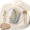 Mahewa® 6er Set Premium Tischset aus Kunstleder - Platzset abwaschbar und wasserdicht - Platzdeckchen Telleruntersetzer in Lederoptik (Cremebeige, Oval mit Halter)