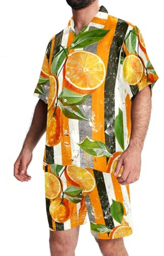FNETJXF Set di pantaloncini hawaiani da uomo, set da 2 pezzi, abiti da vacanza, per uomo, pittura a olio con legni invernali, abiti estivi da uomo, modello 1448, M
