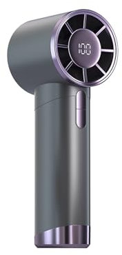 MXCOIRTP Ventilador portátil de mano, mini ventilador turbo ajustable de 1 a 100 velocidades con pantalla LED, ventilador personal recargable de refrigeración por hielo, carcasa de metal con cordón,