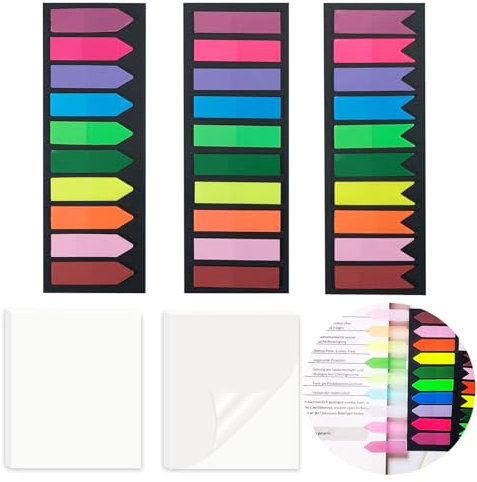 Haftstreifen Highlight Stripes 600pcs + 100pcs Haftnotizen Klebezettel Transparent selbstklebend, Sticky Notes Textmarker Streifen Page Marker zum Markieren und Hervorheben von Texten Beschreibbar