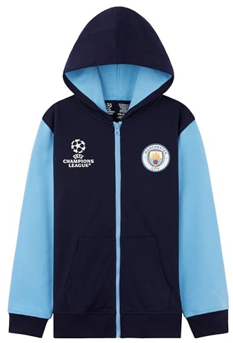 Manchester City F.C. Sweats à Capuche Garçon, Sweat Adolescent Garcon avec Zippé