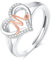 INFUSEU Damen Ring Mit Initialen, 925 Sterling Silber M Buchstabe Herz Offener Ringe Buchstabenform Initial Name Alphabet A-Z Verstellbar Personalisierter Schmuck Geschenke für Frauen Damen Mädchen