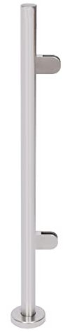 Tagtuell Stainless Steel Balustrade Posts, 90cm High End Post with Glass Clamps and Rubbers Brushed Metal, Garden Stairs Post for Indoor Outdoor Decking Landing Railing Staircase