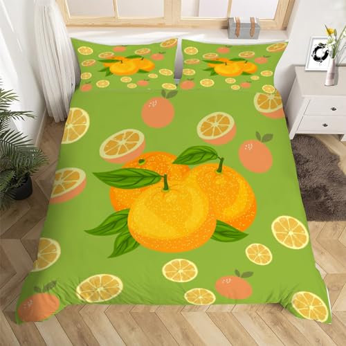Orange Bettwäsche 135x200 Kind Bettwäsche-sets, 3D Microfaser Bettbezug 3Teilig Duvet Cover mit Reißverschluss und 2 Kissenbezug 80x80cm
