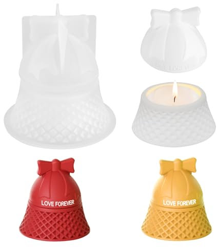 JIANGZHIB Silikonform Ostern, Silikonformen Gießformen Ostern Kerzenhalter 3D Schleifenglocken Fliege Epoxid Form Geeignet für Machen Hause Deko