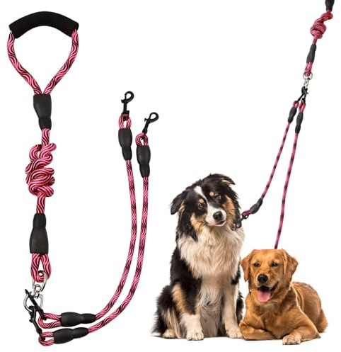 Doppelleine für 2 Hunde, Leine für Kleine und Mittlere Hunde, Anti-Tangle Dog Leash, Abnehmbare Hundeleinen, 1,5 Meter Lang LeineHund, Leine für 2 Hunde, Hundeleine, 1 Stück Set