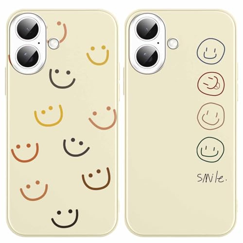 Yoedge 2 Stück Handyhülle für iPhone 16 Hülle, Gesicht Niedliches Gemaltes Design Mädchen Aesthetic Handyhülle Dünn Weich Schlanke Silikon Flexibel TPU Stoßfest Schutzhülle für iPhone 16 6,1