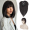 S-noilite Topper für Frauen Echthaar mit Pony 150% Dichte Toupet Haarteil Echthaar Damen Haarverdichtung für Dünnes Haar Mono Basis 25cm - 32g #1B Natürliches Schwarz